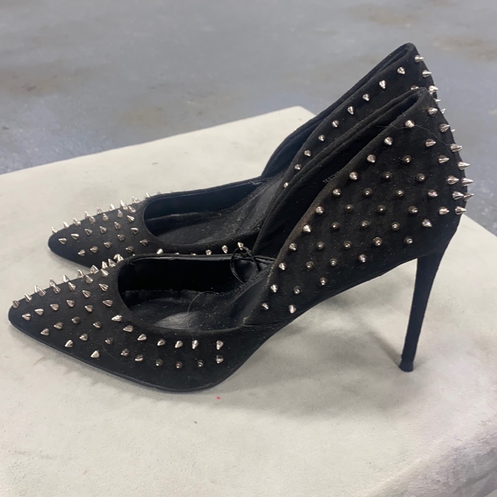 Steve Madden Black Studded Pointed-Toe Stiletto Heels